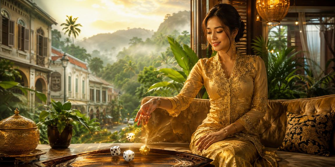 Permainan dadu di Ipoh dengan pakaian kebaya tradisional